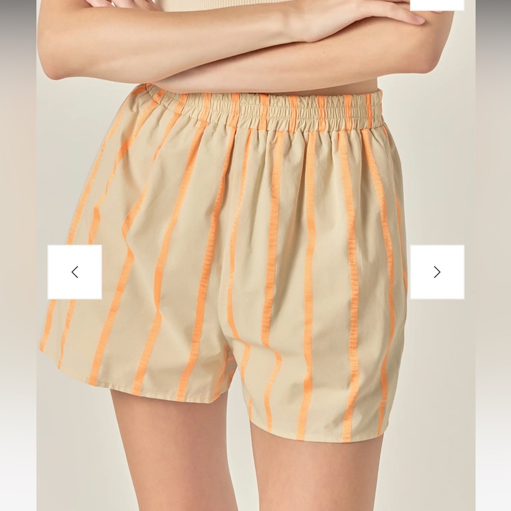 English Factory Tan and Orange Striped Women Shorts